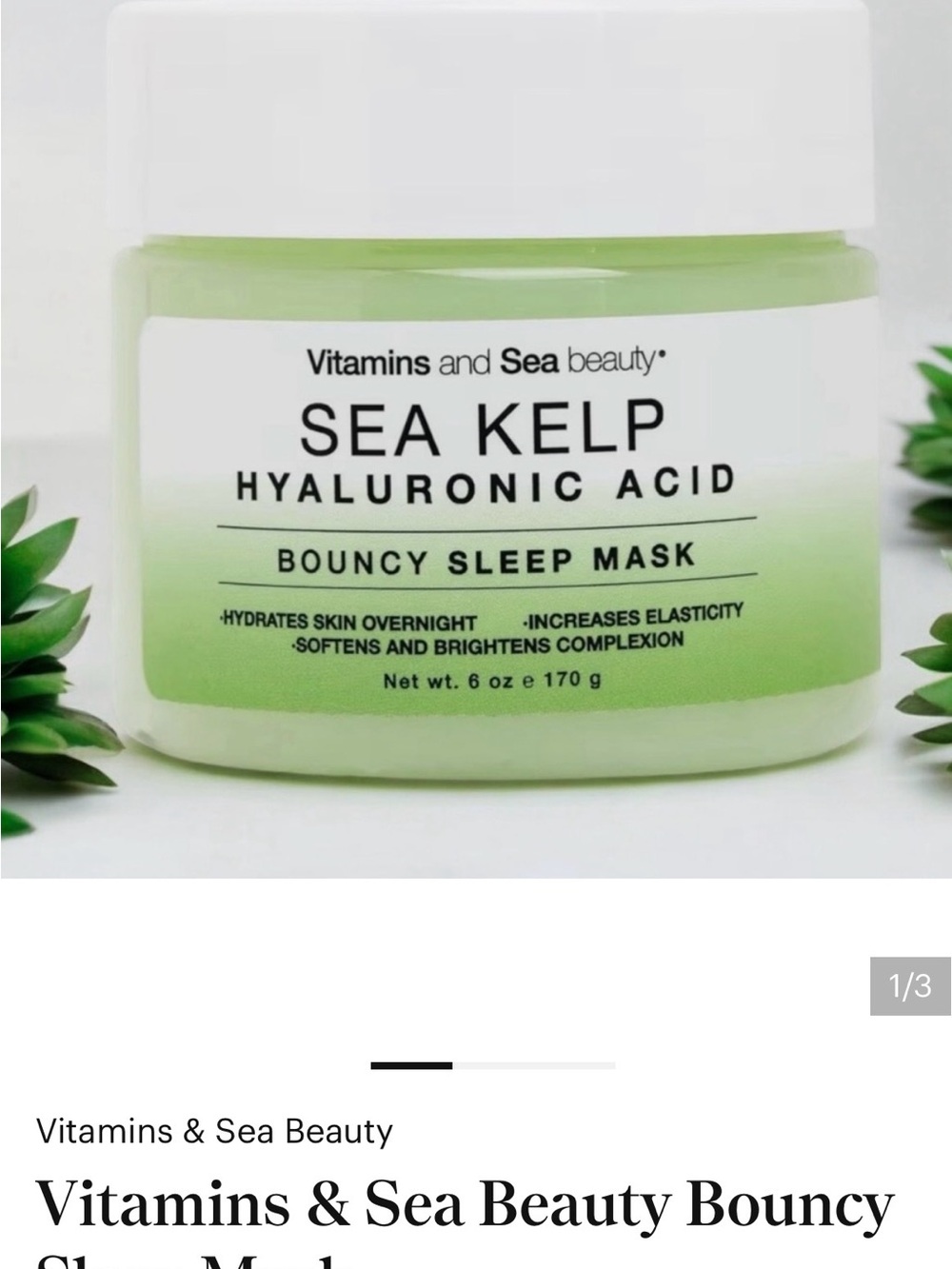 Sea Kelp Hyaluronic Acid Bouncy Sleep Mask — Green